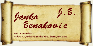 Janko Benaković vizit kartica